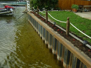 Seawall on Rush Lake in Pinckney Michigan