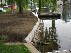 Limestone Seawall and Riprap in Keego Harbor Oakland County